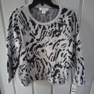Skye's The Limit Animal Print Soft Knit Pullover Sweater Gray Black Sz XLP NWT